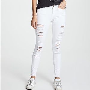 Frame Le skinny white ripped jeans